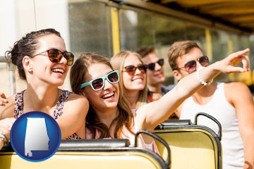 bus tour with Alabama icon