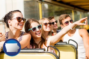 bus tour with Iowa icon