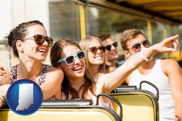 bus tour with Indiana icon