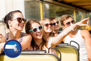 bus tour with Massachusetts icon