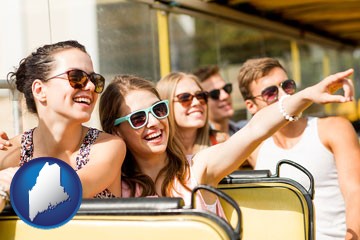 bus tour with Maine icon