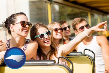 bus tour with North Carolina icon
