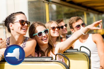 bus tour with New York icon