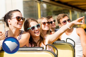 bus tour with South Carolina icon