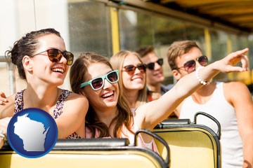 bus tour with Wisconsin icon